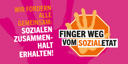 Finger weg vom Sozialetat - Banner